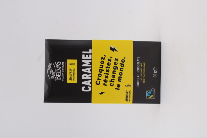 Trio de tablette de chocolat Belvas :  lait noisettes /  noir 72% / lait éclat caramel