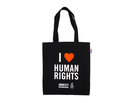 [3115] Sac en coton noir I love human rights